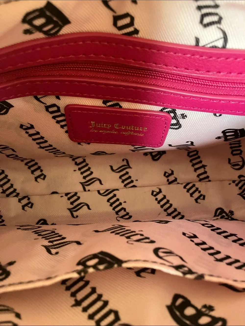 (No pom poms on it) Juicy Couture Two-Tone Pink Embroidered Shoulder Bag